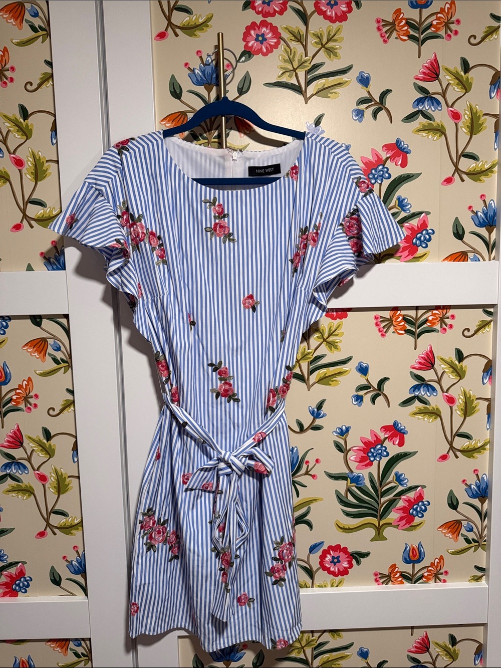 Nine West Embroidered Poplin Dress